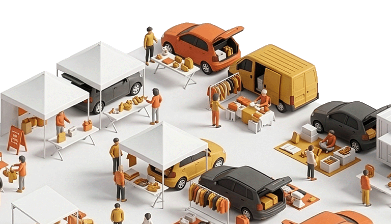 Car boot fair illustration